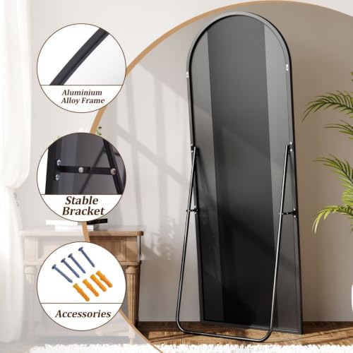 Full Length Arched Floor Mirror 71x26 Black Frame for Bedroom & Home Decor