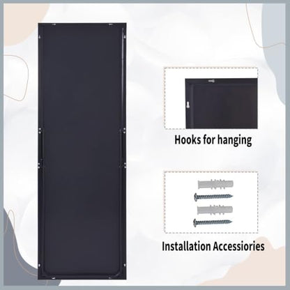 Full Length Floor Mirror with Black Aluminum Frame - Arched Design, 59x16 Inches - Variation of THIS listing