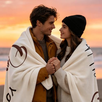 1st Anniversary Gift Blanket for Him/Her - Paper Anniversary 60x50 inches with Heartfelt Message Variation of 1st Anniversary / 50x60