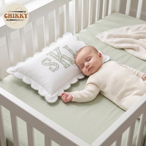 Personalized Embroidered Pillowcase - Custom Monogram with Scalloped Edge - 02