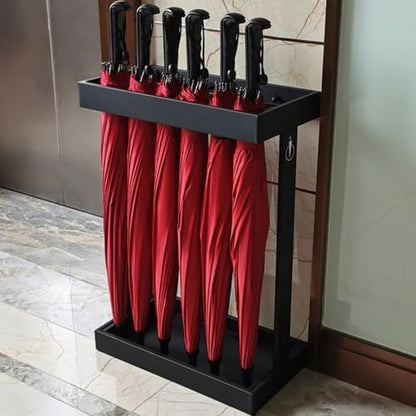Metal Umbrella Stand Holder Rack with Drip Tray - Vertical Storage Organizer, 60x42x21.5cm