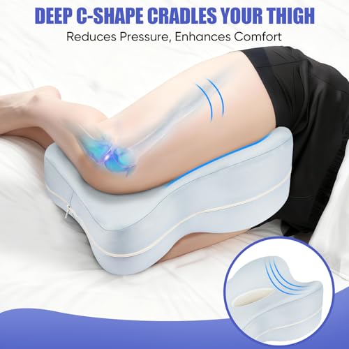 Memory Foam Knee Pillow for Side Sleepers - Ergonomic Support Cushion for Hip & Back Pain Relief