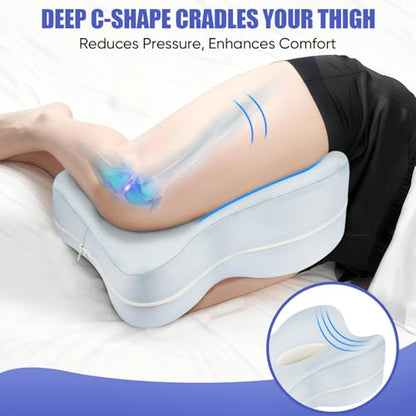 Memory Foam Knee Pillow for Side Sleepers - Ergonomic Support Cushion for Hip & Back Pain Relief