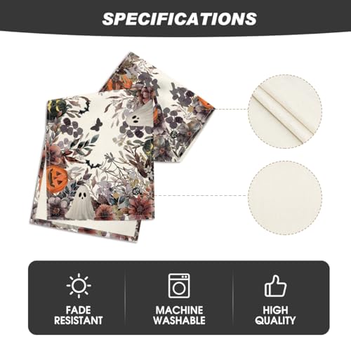 Halloween Table Runner 13x108 Inch Beige Brown Durable Polyester Home Decor