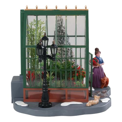 Christmas Village Greenhouse Decor - Battery Operated Mini Greenhouse