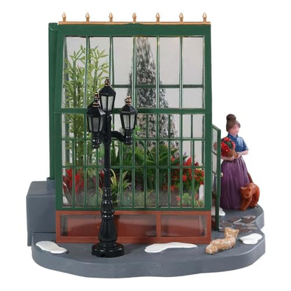 Christmas Village Greenhouse Decor - Battery Operated Mini Greenhouse