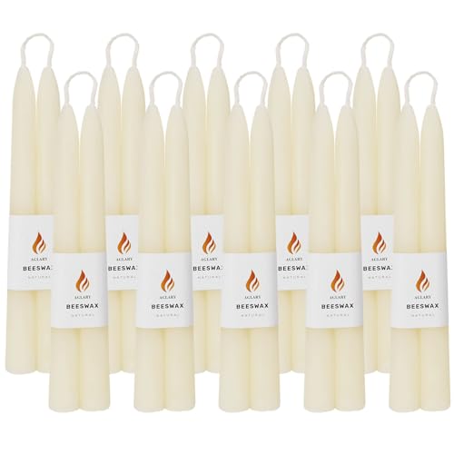 White Beeswax Taper Candles 8 Inch - 20 Pack Holiday & Home Decor