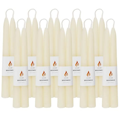 White Beeswax Taper Candles 8 Inch - 20 Pack Holiday & Home Decor