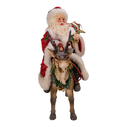 Festive Santa on Reindeer Holiday Decor - 11.5-Inch Fabriché Collection