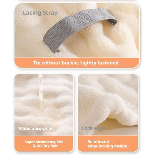 Pink+Gray Ultra Absorbent Fast-Drying Hair Turban with Reinforced Strap