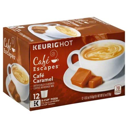 Cafe Escapes Keurig Brewed Cafe Caramel K-Cup Packs - 12 Count (Packaging May Vary)