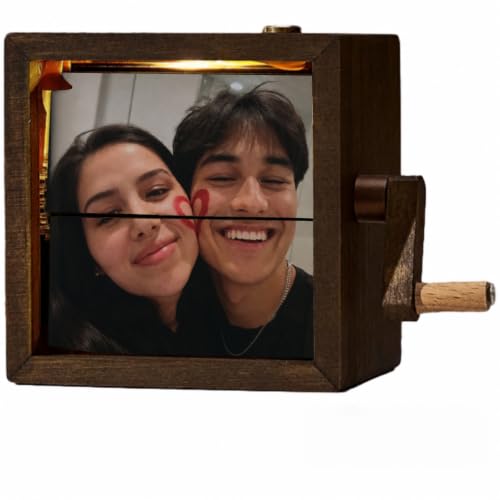 Custom Photo Flipbook Frame Animation - Hand-Crank Illuminated Memory Album with LED Light & Musical Function
