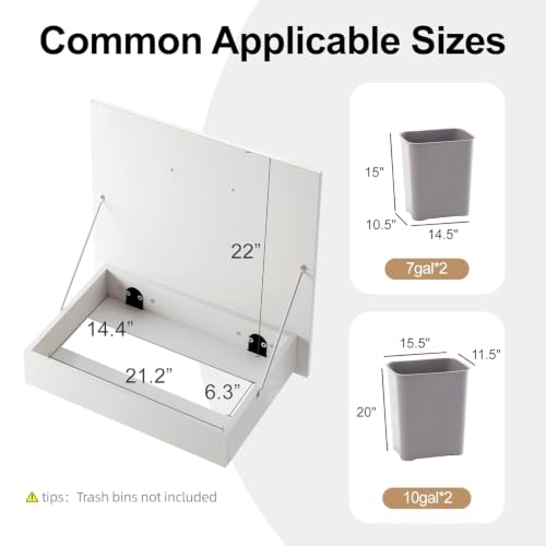 ZIFTY Double 2×10 Gallon Pull-Out Trash Can Cabinet White - Kitchen Storage