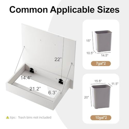 ZIFTY Double 2×10 Gallon Pull-Out Trash Can Cabinet White - Kitchen Storage
