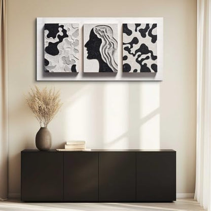 Large Black and White Abstract Canvas Wall Art 30x60 Inches - Modern Bedroom Decor Variation of THIS listing