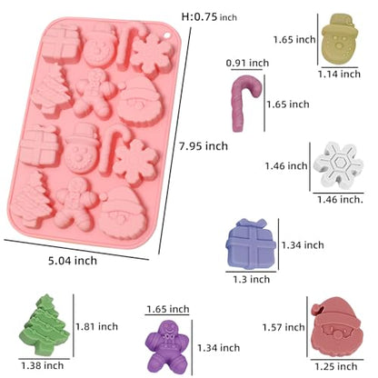 Christmas Silicone Molds Set - Tree, Santa, Gingerbread, Candy - 3pcs