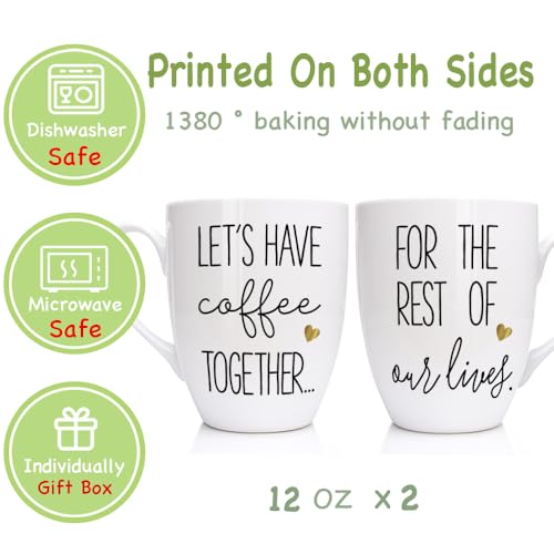 Coffee Mug Set for Couples - Wedding Engagement Bridal Shower Gift