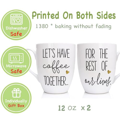 Coffee Mug Set for Couples - Wedding Engagement Bridal Shower Gift