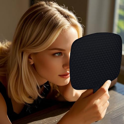 Black 2-Pack Handheld Makeup Mirrors 10.5 Inch Portable Vanity with Hanging Hole