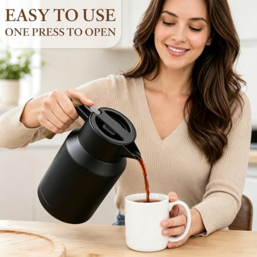 Matte Black 51oz Insulated Coffee Carafe - Thermal Stainless Steel Pitcher
