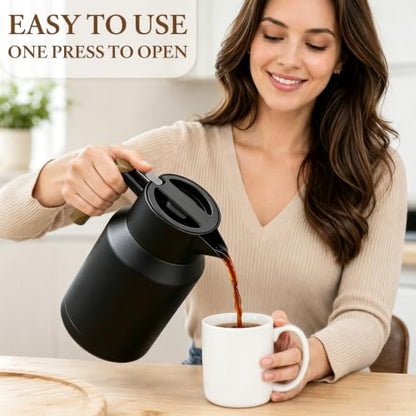Matte Black 51oz Insulated Coffee Carafe - Thermal Stainless Steel Pitcher
