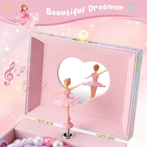 ProCase Musical Ballerina Jewelry Box for Girls - Spinning Ballet Figurine, Compact Storage