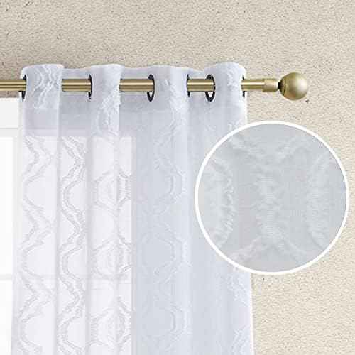 Jessica Simpson - Everyn Embellished Sheer Curtain | Window Panel Curtains | Lightweight Drapes | Set of 2 Panels with 2 Tiebacks | Sheer | Grommet Header | Measures 52" x 84" | White