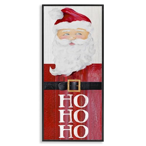 Santa Claus Rustic Red Suit Wall Art - Framed Giclee Christmas Decor - 10x24 Inches - Black Frame - Made in USA - Variation: Midnight Black & Box Frame
