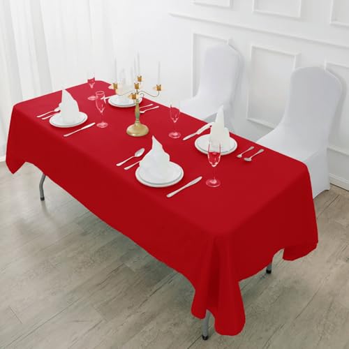 Fokitut 6 Pack Rectangular Tablecloth 90x132 Inch Red Stain & Wrinkle Resistant Polyester