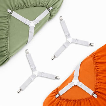 Adjustable Bed Sheet Straps 4 Pack - Non-Slip Fitted Sheet Holders