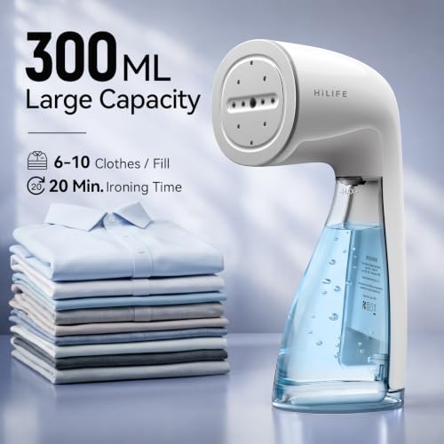 HiLIFE Portable Clothes Steamer 1100W with 300ml Capacity - Ivory