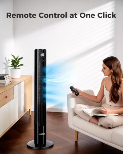 43-Inch Tower Fan with Remote, 85° Oscillation, 12H Timer for Bedroom