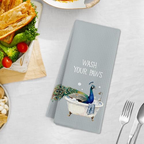 Gnmduw Peacock Hand Towels - Peafowl Bathroom & Kitchen Decor, 16x24 Inches - Peacock Variation
