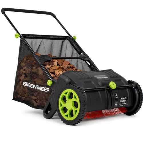 GreenSweep Pickup Pro V26 Black Lawn Sweeper with AntiLock Drive, Large Capacity