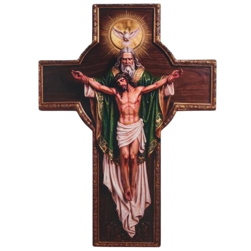 Green Holy Spirit Jesus Cross Wall Art - Wooden Religious Decor, Minimalist 2D Spiritual Gift