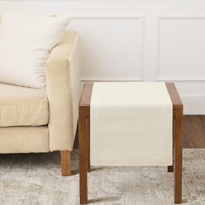 Solino Home 100% Pure Linen Ivory Table Runner 14 x 36 Inches - Elegant Home Decor
