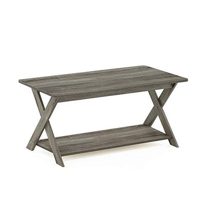 Furinno Modern Coffee Table with X-Legs, 35.4-Inch Grey Oak