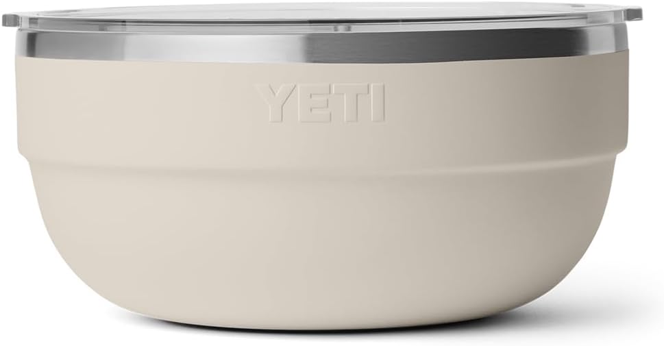 YETI Rambler Bowl, Vacuum Insulated, Stackable and Nestable Stainless Steel Bowl with Lid, 4.5 Quart, Cape Taupe