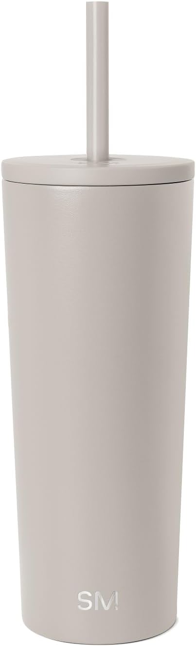 Simple Modern Classic Tumbler - Insulated 24oz Iced Coffee Cup with Straw Lid | Reusable Stainless Steel Travel Mug | Perfect Gifts for Him & Her | Almond Birch