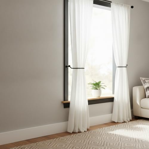 Black Aluminum Curtain Tieback Hooks, Window Treatment Holdbacks for Living Room & Bedroom (1 Pair)