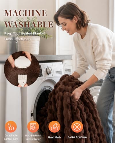 Brown Electric Heated Blanket Throw 50x60 Flannel Fuzzy Couch Bed