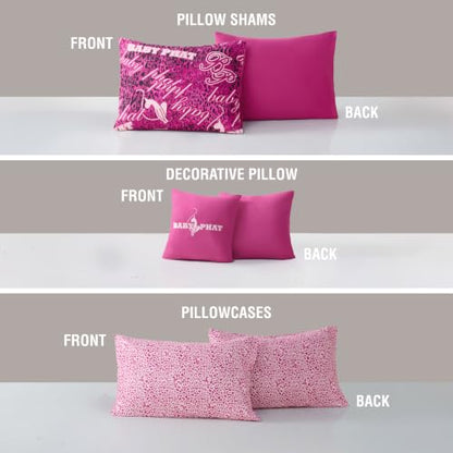 Baby Phat Tossed Logo 8-Piece Bed in a Bag Queen Pink - Reversible Bedding Set