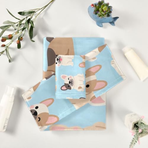 Cartoon Puppy Dogs Bath Towel Set - Cotton & Microfiber, Soft & Absorbent