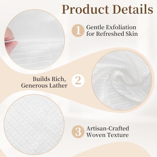 Japanese Exfoliating Shower Towel Cotton for Women - White, 1 Pack