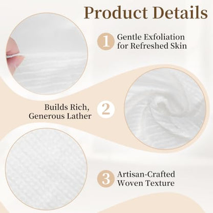 Japanese Exfoliating Shower Towel Cotton for Women - White, 1 Pack