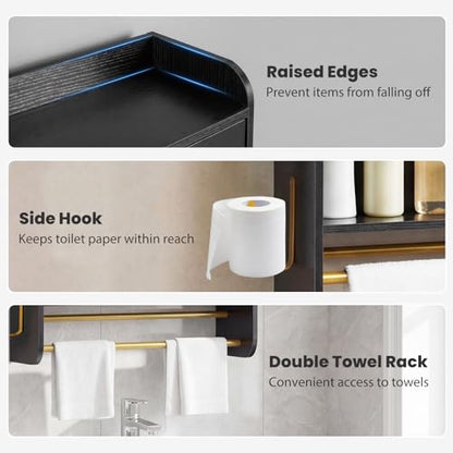 GIANTEX Wall Mounted Bathroom Medicine Cabinet Black - Space-Saving Storage