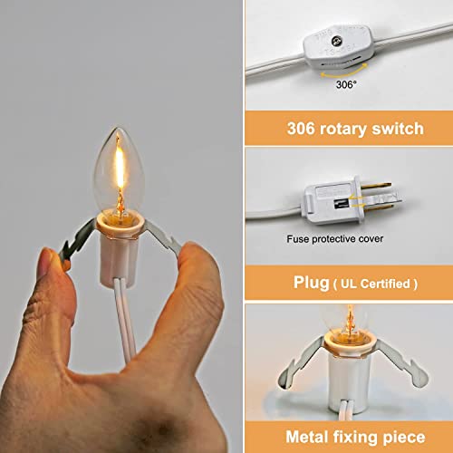 C7 LED Light Bulb & Accessory Cord Set - 2 Pack with Dimmer Switch - Warm White