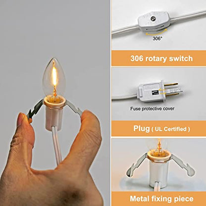 C7 LED Light Bulb & Accessory Cord Set - 2 Pack with Dimmer Switch - Warm White