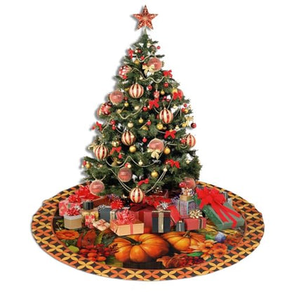 Happy Fall Christmas Tree Skirt Medium - Funny Farmhouse Holiday Decor 36 Inch