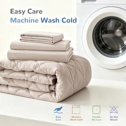 Toddler Comforter Bedding Set - Taupe 4-Piece Kids Bed Linen, Cozy & All-Season